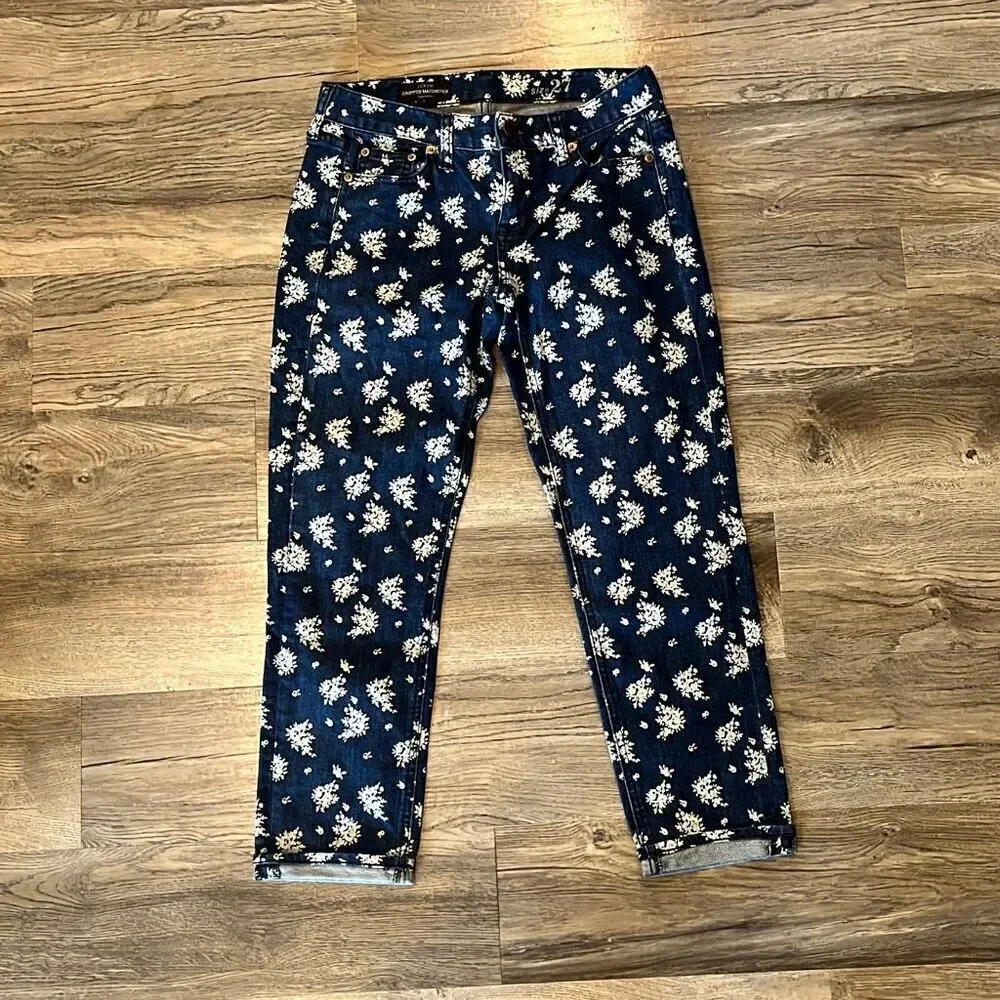 J.Crew Floral Print Cropped Matchstick Jeans Size 27‎